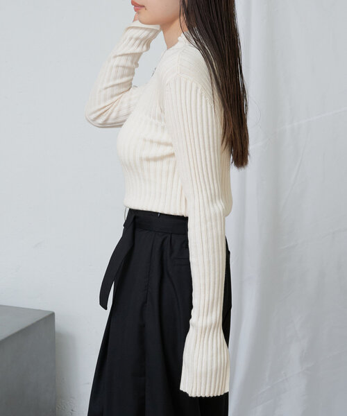 RAY CASSIN(レイカズン)の「【WEB限定】ジャガードリブニット(ニット/セーター・レディース・グレー/グリーン/ブラック/アイボリー・FREE)」の14枚目の写真