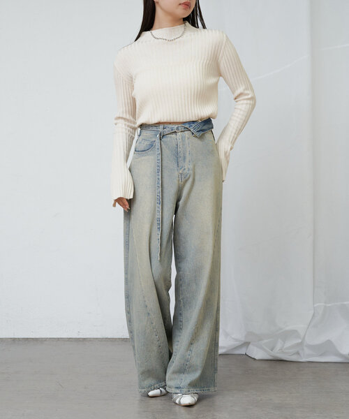 RAY CASSIN(レイカズン)の「【WEB限定】ジャガードリブニット(ニット/セーター・レディース・グレー/グリーン/ブラック/アイボリー・FREE)」の17枚目の写真