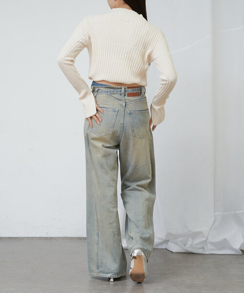 RAY CASSIN(レイカズン)の「【WEB限定】ジャガードリブニット(ニット/セーター・レディース・グレー/グリーン/ブラック/アイボリー・FREE)」の19枚目の写真