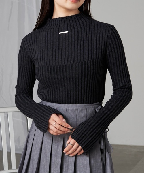 RAY CASSIN(レイカズン)の「【WEB限定】ジャガードリブニット(ニット/セーター・レディース・グレー/グリーン/ブラック/アイボリー・FREE)」の2枚目の写真