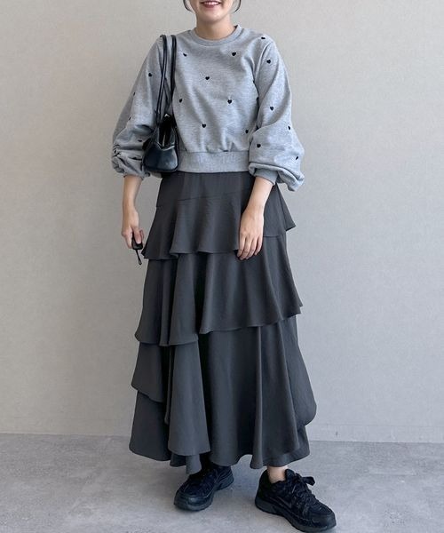 mysty woman（ミスティウーマン）の「【WEB限定】ハート刺繍スウェットプルオーバー　152808（スウェット・レディース・グレー/ベージュ/ブラック・FREE）」の9枚目の写真