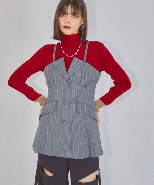 ELLEgirl（エルガール）の「テーラードビスチェ【ELLEgirl/エル ガール】（ベスト・レディース・グレー/ネイビー・FREE）」の3枚目の写真