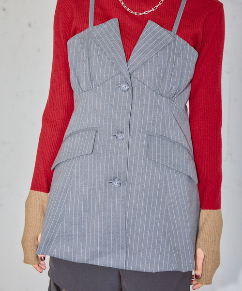 ELLEgirl（エルガール）の「テーラードビスチェ【ELLEgirl/エル ガール】（ベスト・レディース・グレー/ネイビー・FREE）」の8枚目の写真