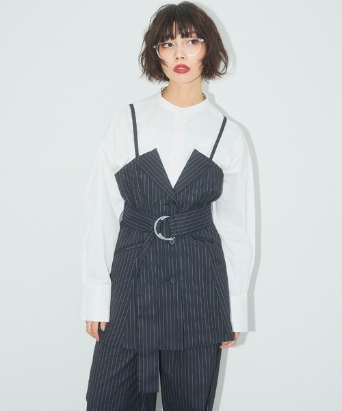 ELLEgirl（エルガール）の「テーラードビスチェ【ELLEgirl/エル ガール】（ベスト・レディース・グレー/ネイビー・FREE）」の21枚目の写真