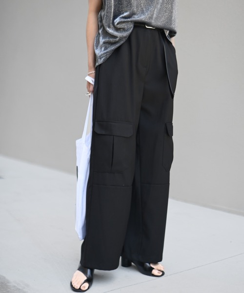 Marient（マリエント）の「ポケットスラックスカーゴPT（カーゴパンツ・レディース・ベージュ/ブラック・FREE）」の14枚目の写真