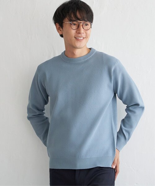 ikka（イッカ）の「GOKU楽ニット鹿の子クルーネック（ニット/セーター・メンズ・ブルー/ブラック/ネイビー/ベージュ・M/L/XL/S）」の8枚目の写真
