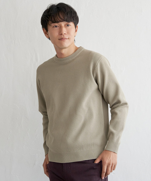 ikka（イッカ）の「GOKU楽ニット鹿の子クルーネック（ニット/セーター・メンズ・ブルー/ブラック/ネイビー/ベージュ・M/L/XL/S）」の7枚目の写真