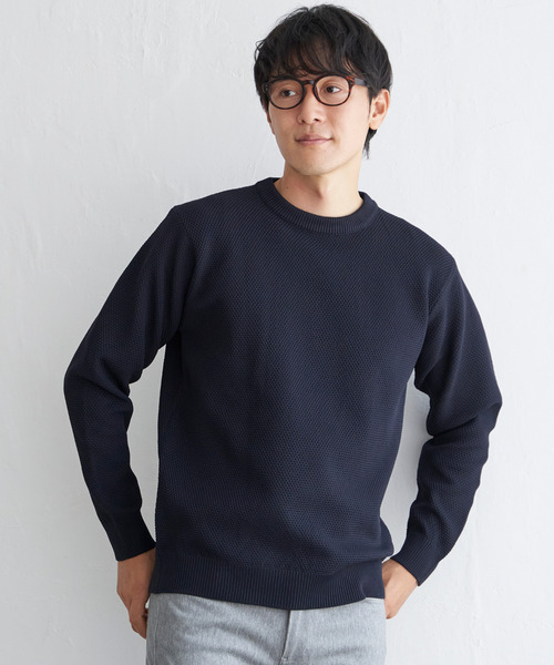 ikka（イッカ）の「GOKU楽ニット鹿の子クルーネック（ニット/セーター・メンズ・ブルー/ブラック/ネイビー/ベージュ・M/L/XL/S）」の6枚目の写真