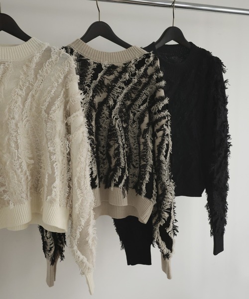 MIXフリンジニット（ニット/セーター）｜hellam（へラム）