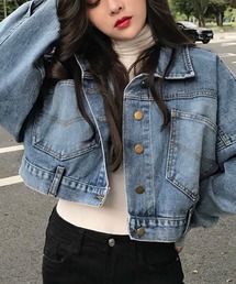 INASTUDIOS（イーナストゥディオス）の「クロップド丈デザイン デニムジャケット（デニムジャケット）」