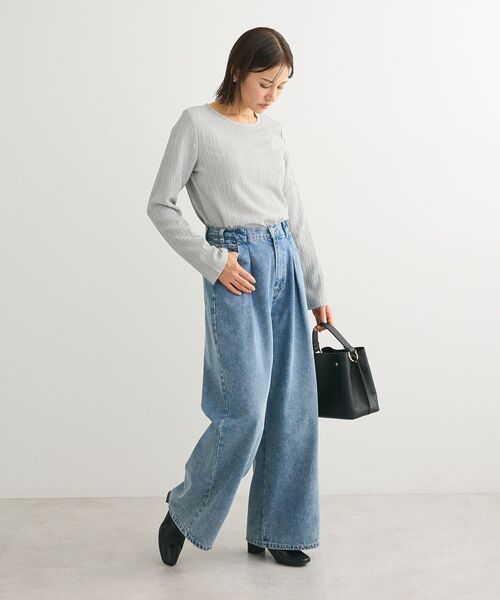 Petit fleur(プチフルール)の「・Petit Fleur コウタクジャカードロンTEE(Tシャツ/カットソー・レディース・ベージュ/グレー/アイボリー/ブラック・FREE)」の6枚目の写真