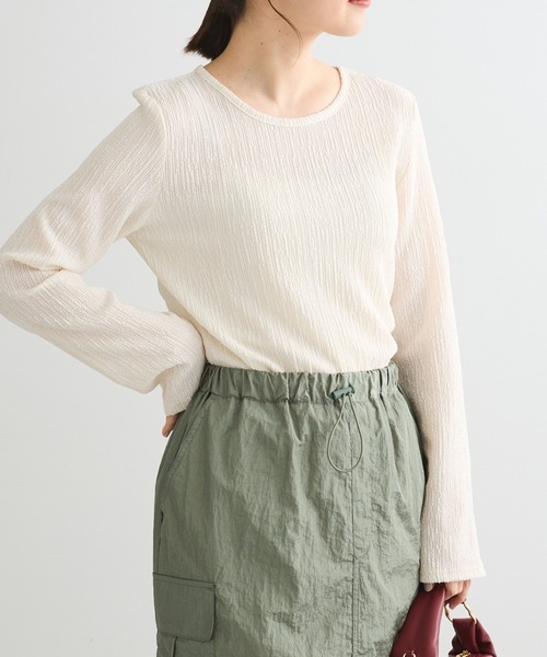 Petit fleur(プチフルール)の「・Petit Fleur コウタクジャカードロンTEE(Tシャツ/カットソー・レディース・ベージュ/グレー/アイボリー/ブラック・FREE)」の2枚目の写真