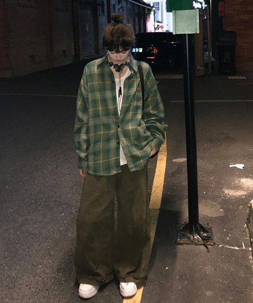 HALEY PESCA(ヘーリーペスカ)の「HALEY PESCA/ヴィンテージライク カジュアルチェックシャツ(シャツ/ブラウス・レディース・ブラウン/グリーン・LARGE/SMALL/MEDIUM)」の8枚目の写真