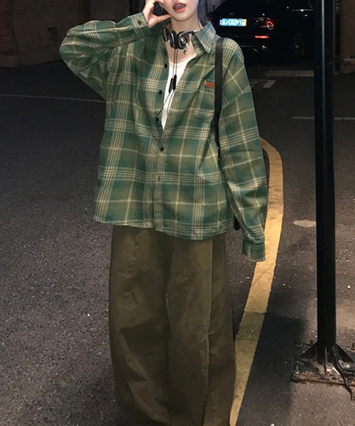 HALEY PESCA(ヘーリーペスカ)の「HALEY PESCA/ヴィンテージライク カジュアルチェックシャツ(シャツ/ブラウス・レディース・ブラウン/グリーン・LARGE/SMALL/MEDIUM)」の9枚目の写真