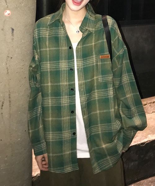 HALEY PESCA(ヘーリーペスカ)の「HALEY PESCA/ヴィンテージライク カジュアルチェックシャツ(シャツ/ブラウス・レディース・ブラウン/グリーン・LARGE/SMALL/MEDIUM)」の11枚目の写真