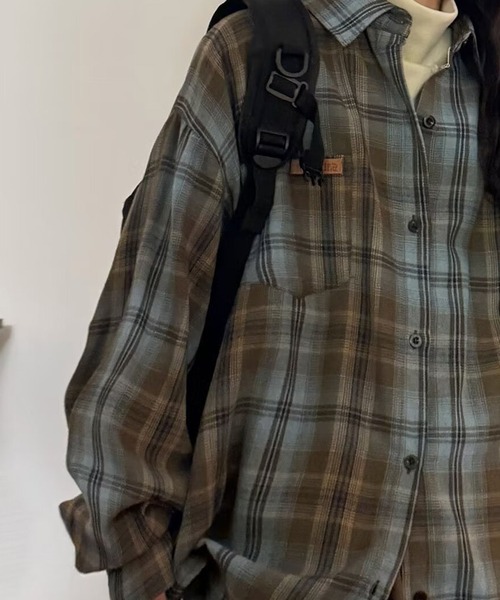 HALEY PESCA(ヘーリーペスカ)の「HALEY PESCA/ヴィンテージライク カジュアルチェックシャツ(シャツ/ブラウス・レディース・ブラウン/グリーン・LARGE/SMALL/MEDIUM)」の5枚目の写真