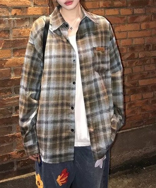 HALEY PESCA(ヘーリーペスカ)の「HALEY PESCA/ヴィンテージライク カジュアルチェックシャツ(シャツ/ブラウス・レディース・ブラウン/グリーン・LARGE/SMALL/MEDIUM)」の3枚目の写真