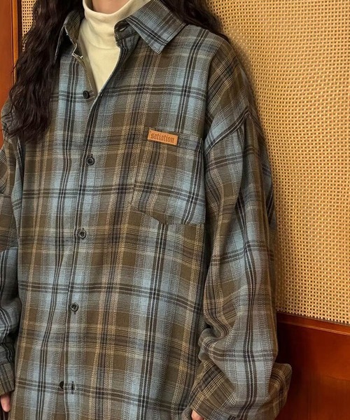 HALEY PESCA(ヘーリーペスカ)の「HALEY PESCA/ヴィンテージライク カジュアルチェックシャツ(シャツ/ブラウス・レディース・ブラウン/グリーン・LARGE/SMALL/MEDIUM)」の7枚目の写真