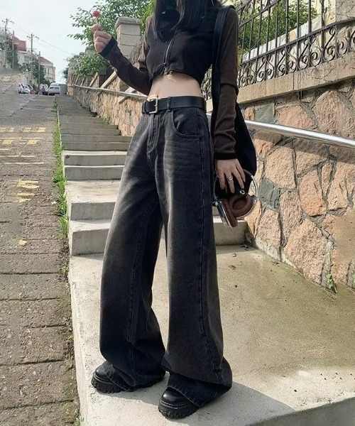 shameless(シェイムレス)の「ブラックワイドデニム(デニムパンツ・レディース・ブラック・S/M)」の6枚目の写真