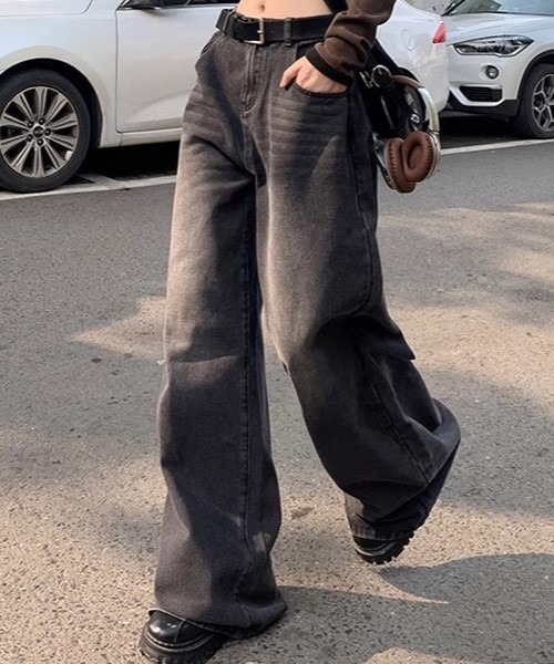 shameless(シェイムレス)の「ブラックワイドデニム(デニムパンツ・レディース・ブラック・S/M)」の9枚目の写真