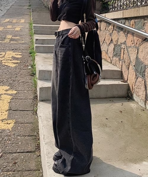 shameless(シェイムレス)の「ブラックワイドデニム(デニムパンツ・レディース・ブラック・S/M)」の10枚目の写真