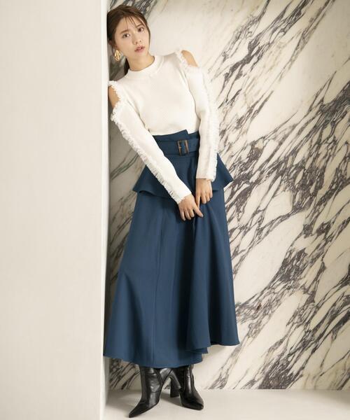 AND COUTURE（アンドクチュール）の「チュールフリルオフショルニットプルオーバー（ニット/セーター・レディース・ブラック/グレー/オフホワイト・FREE）」の21枚目の写真