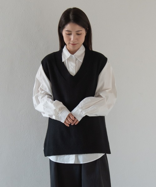FIRST CLASSIC ヴィンテージ オーバーサイズ ベスト セール】オーバーサイズニットベスト / Vネック ニット オーバー