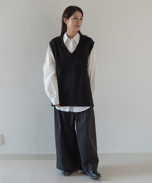 セール】オーバーサイズニットベスト / Vネック ニット オーバーサイズ