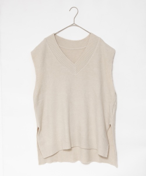 セール】オーバーサイズニットベスト / Vネック ニット オーバー