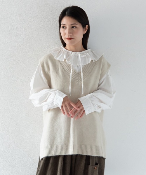 セール】オーバーサイズニットベスト / Vネック ニット オーバー