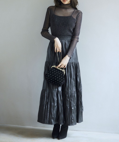 SAISON DE PAPILLON（セゾンドパピヨン）の「シワ加工合成皮革ロング