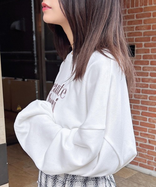 INGNI(イング)の「ラメ刺しゅうスウェットトップス(スウェット・レディース・ピンク系その他5/ホワイト×ピンク/ホワイト×シルバー/ブラック×シルバー・M)」の12枚目の写真