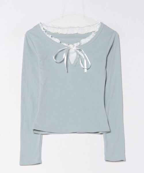 Mayree（メイリー）の「【Mayree】レイヤード デザイン ヘンリーネック カットソー（Tシャツ/カットソー・レディース・ネイビー/ブルー/アイボリー・SMALL/MEDIUM/LARGE）」の9枚目の写真