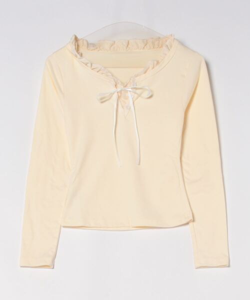 Mayree（メイリー）の「【Mayree】レイヤード デザイン ヘンリーネック カットソー（Tシャツ/カットソー・レディース・ネイビー/ブルー/アイボリー・SMALL/MEDIUM/LARGE）」の13枚目の写真