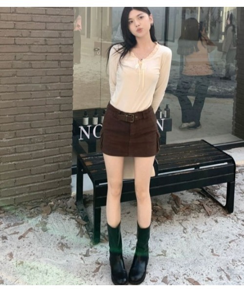 Mayree（メイリー）の「【Mayree】レイヤード デザイン ヘンリーネック カットソー（Tシャツ/カットソー・レディース・ネイビー/ブルー/アイボリー・SMALL/MEDIUM/LARGE）」の14枚目の写真