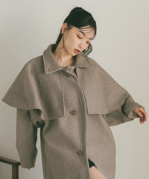 セール】ウェーブロングコート/ケープ取り外し可能（その他アウター