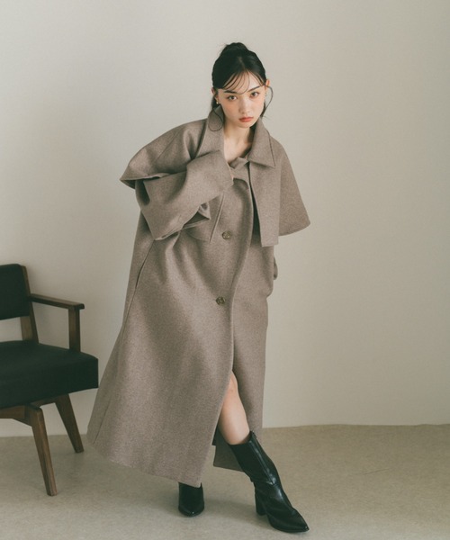 VANNIE U（ヴァニーユー）の「ウェーブロングコート/ケープ取り外し可能（その他アウター・レディース・アイボリー/グレー/ベージュ・FREE）」の19枚目の写真