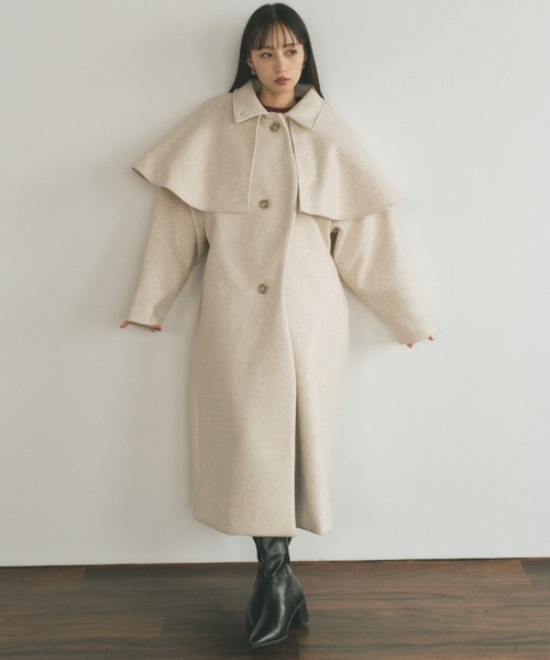 VANNIE U（ヴァニーユー）の「ウェーブロングコート/ケープ取り外し可能（その他アウター・レディース・アイボリー/グレー/ベージュ・FREE）」の6枚目の写真