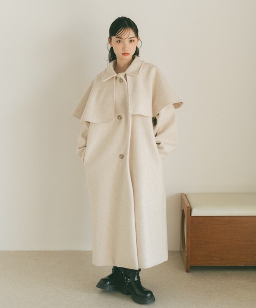 セール】ウェーブロングコート/ケープ取り外し可能（その他アウター