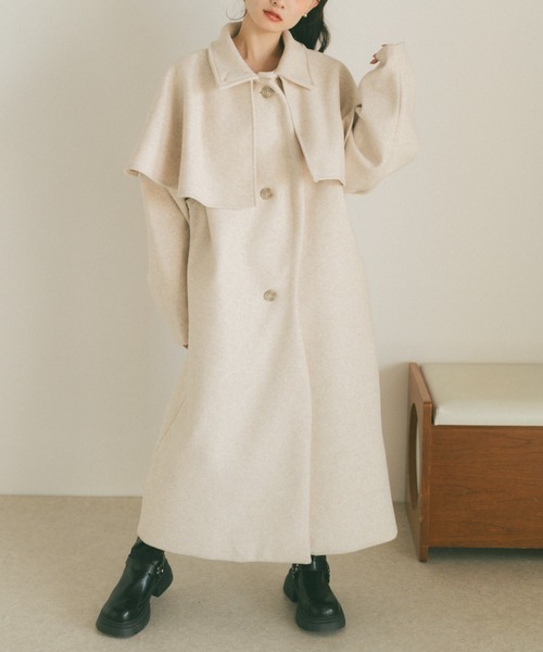 VANNIE U（ヴァニーユー）の「ウェーブロングコート/ケープ取り外し可能（その他アウター・レディース・アイボリー/グレー/ベージュ・FREE）」の14枚目の写真