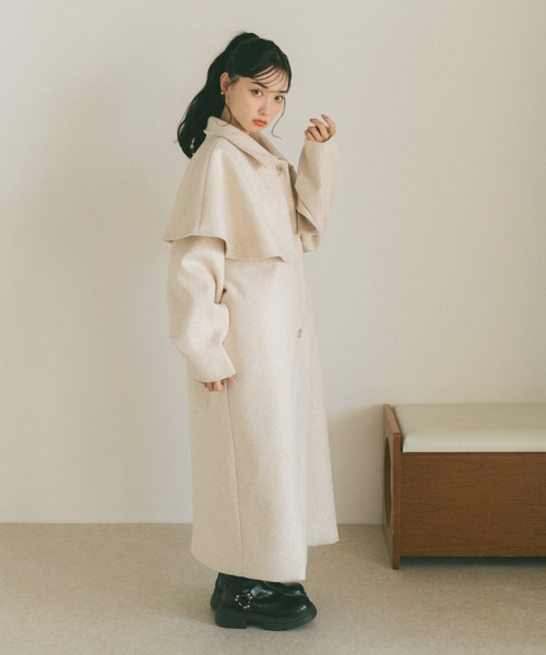 セール】ウェーブロングコート/ケープ取り外し可能（その他アウター
