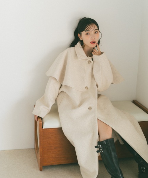 ウェーブロングコート/ケープ取り外し可能（その他アウター）｜VANNIE