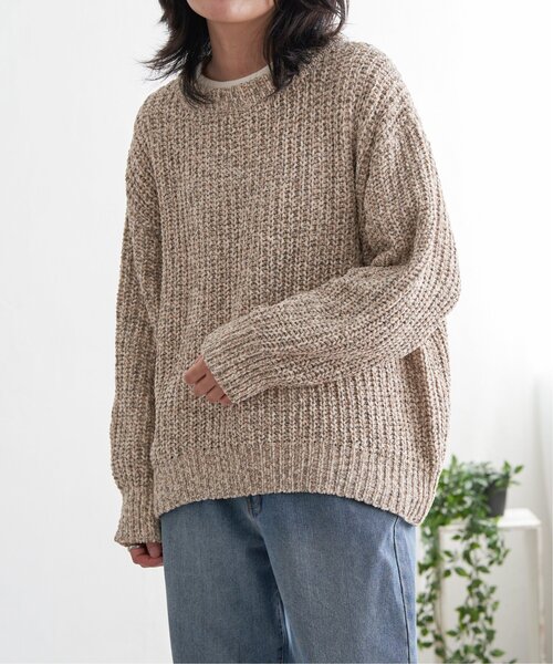 VENCEEXCHANGE（ヴァンスエクスチェンジ）の「片畦ミックスモールニット（ニット/セーター・レディース・ベージュ/チャコール/オリーブ/ブルー・FREE）」の2枚目の写真