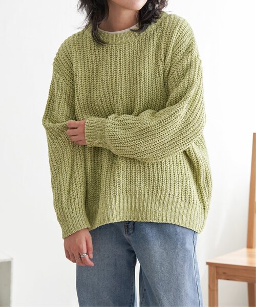 VENCEEXCHANGE（ヴァンスエクスチェンジ）の「片畦ミックスモールニット（ニット/セーター・レディース・ベージュ/チャコール/オリーブ/ブルー・FREE）」の3枚目の写真