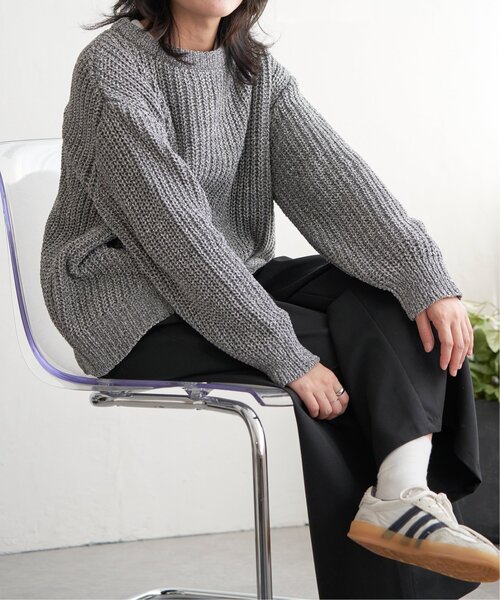 VENCEEXCHANGE（ヴァンスエクスチェンジ）の「片畦ミックスモールニット（ニット/セーター・レディース・ベージュ/チャコール/オリーブ/ブルー・FREE）」の12枚目の写真