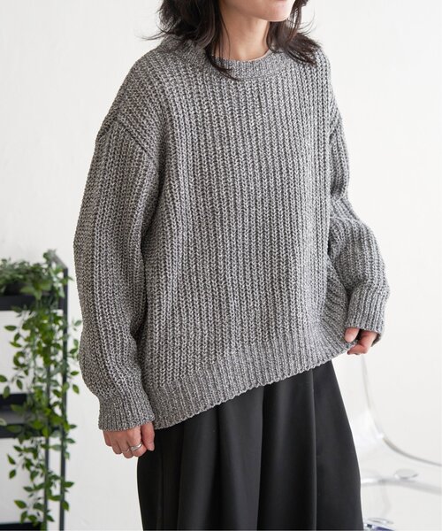 VENCEEXCHANGE（ヴァンスエクスチェンジ）の「片畦ミックスモールニット（ニット/セーター・レディース・ベージュ/チャコール/オリーブ/ブルー・FREE）」の13枚目の写真