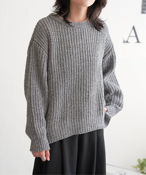 VENCEEXCHANGE（ヴァンスエクスチェンジ）の「片畦ミックスモールニット（ニット/セーター・レディース・ベージュ/チャコール/オリーブ/ブルー・FREE）」の14枚目の写真