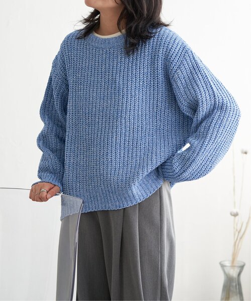 VENCEEXCHANGE（ヴァンスエクスチェンジ）の「片畦ミックスモールニット（ニット/セーター・レディース・ベージュ/チャコール/オリーブ/ブルー・FREE）」の20枚目の写真