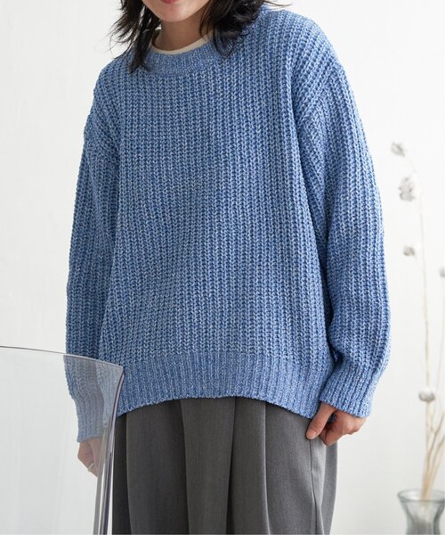 VENCEEXCHANGE（ヴァンスエクスチェンジ）の「片畦ミックスモールニット（ニット/セーター・レディース・ベージュ/チャコール/オリーブ/ブルー・FREE）」の21枚目の写真