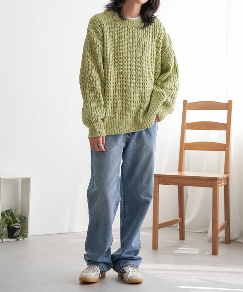 VENCEEXCHANGE（ヴァンスエクスチェンジ）の「片畦ミックスモールニット（ニット/セーター・レディース・ベージュ/チャコール/オリーブ/ブルー・FREE）」の10枚目の写真